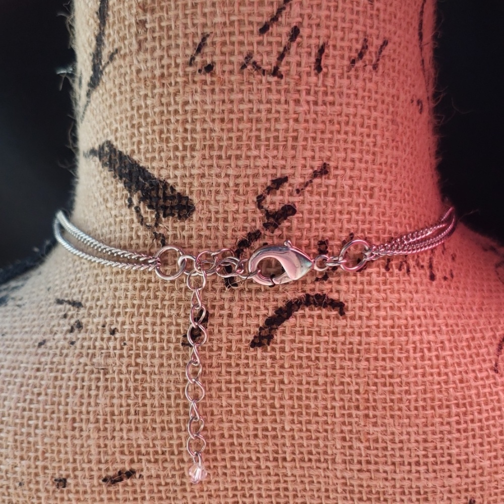 Multi-chain silver/black Statement necklace - Picture 3 of 3